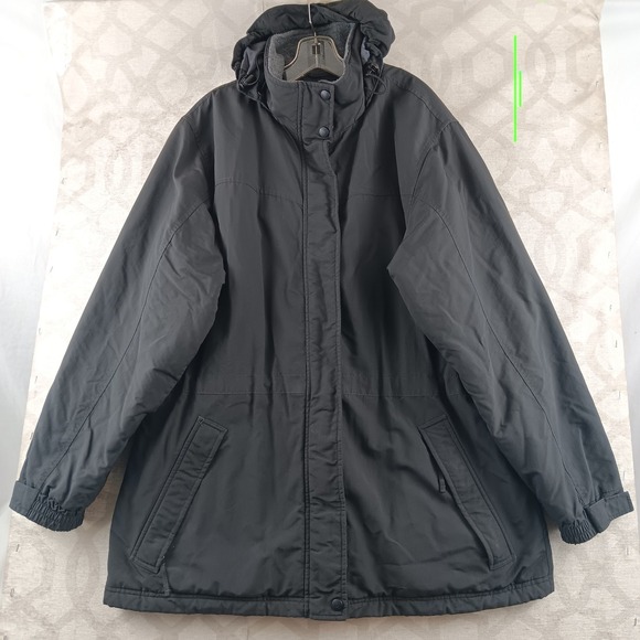 LL Bean Womens Hooded Parka Jacket Black Thinsulate Polartec Fleece Lined Size L - Picture 9 of 9